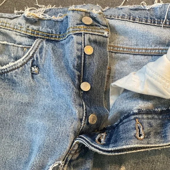 Zara distressed ripped cropped jeans size 4 fringed raw hem - Picture 5 of 5